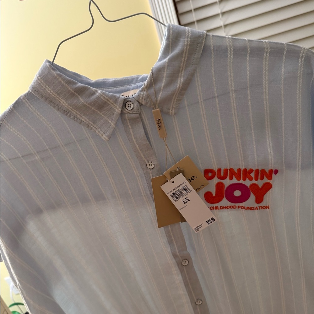NWT Elie Tahari Dunkin’ Joy Light Blue Striped Men's Shirt